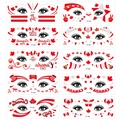 Waterdichte Canada Day gezichtstattoos met esdoornbladontwerpen in rood en glitterzilver - Canada Day patroonset (FF051-060)