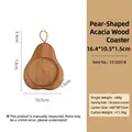 Pear-shaped acacia wood coaster with hanging rope, size 16.4x10.5x1.5cm with dimensions - Pear Shape Acacia Wood Coaster