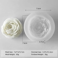 Detailed rose flower silicone mold for DIY candles and chocolate with 7.6cm dimensions - Peony Style (J-0579)