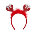 Red sequin heart headband with silver glitter bows and fluffy feathers decoration - Style 22 Custom