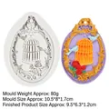 Birdcage and wheat pattern silicone mold for DIY plaster resin pendants with floral relief - Birdcage Rose Style (17-237) / Gray