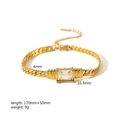 Pulsera de acero inoxidable dorada con circón y especificaciones de dimensiones - Pulsera de Cadena de Serpiente de Circonita Blanca (TB5047-WT)