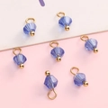 Blue faceted 4mm crystal bead pendants with gold metal rings for DIY jewelry making - Royal Blue Bicone Bead