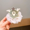 Fermaglio per capelli a corona verde menta con pizzo bianco e perle - Verde Menta