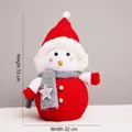 Medium 35cm Christmas snowman plush doll in red knit fabric with grey scarf ornament - Nordic Style Red Medium Snowman