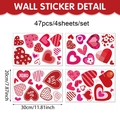 Red Valentine's heart wall sticker set with XOXO patterns and romantic text for party decor - 47-Piece Heart Style (UV8CZW30061T_T)