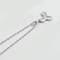 Silver necklace featuring a unique three-petal clover pendant with honeycomb texture - Letter Y / Silver