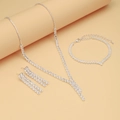 Sparkling silver bridal jewelry set with cubic zirconia necklace bracelet and earrings - G0108+848 Silver Three-piece Set
