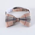 British style plaid pet bowtie collar with adjustable white buckle and bell accessory - British Yellow Plaid Bow Tie / S (17-32cm)