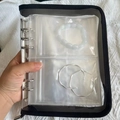 Transparent jewelry storage album with black trim and metal loose-leaf binder - Black Zipper Silver Clip 5-Inch 2-Grid (With 30 Bags)
