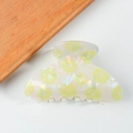 Iridescent white hair claw clip featuring fresh yellow lemon patterns for women - Lemon Style (D9-3-10)