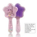 Pink star-shaped hairbrush for girls with Eiffel Tower cartoon print and colorful beads - Star Shape Purple Eiffel Tower