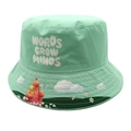 Chapeau bob vert menthe pour enfants avec protection solaire et motifs de dessins animés - Tour de tête 52cm-54cm / vert clair
