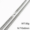 Collier gourmette en acier titane argent 710x6mm avec fermoir mousqueton et poids de 50g - 6mm*710mm(KN232805-ZZ)