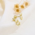 Boucles d'oreilles lapin asymétriques en argent S925 doré avec fermoir à vis - Doré