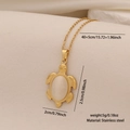 Golden stainless steel sea turtle necklace featuring a white opal shell pendant - Sea Turtle