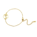 Golden stainless steel bracelet with delicate floral charm and adjustable chain link - Narcissus / Gold