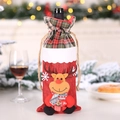 Christmas wine bottle cover with 3D reindeer design and red burlap drawstring fabric - Style C Reindeer (H-JT202)