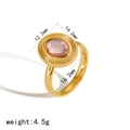 Detailed view of vintage gold ring with pink oval zircon and sunray textured edges - Size 6 / Pink Oval Zirconia Ring (TR4289-PK-6) / Pink