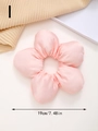Pink large 3D satin flower scrunchie hair tie with 19cm diameter for elegant styling - Pink