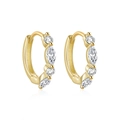 Detailweergave van gouden S925 zilveren oorbellen met marquise en rond geslepen zirkonia - Goud-Witte Zirconia