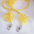 Yellow beaded crossbody strap with pearl flower charm and silver lobster clasps for phones - Yellow