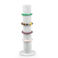 Vertical gray velvet jewelry display stand for beaded bracelets and hair accessories - Grey Ice Velvet Vertical Pillar Stand