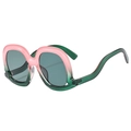 Übergroße Sonnenbrille mit rosa-grünem Verlauf und einzigartigen wellenförmigen Bügeln - Rosa-Grün Verlauf Grüne Gläser