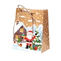 Detailansicht der Lebkuchenhaus-Geschenkbox aus Kraftpapier mit festlichem Bindfaden - Weihnachtsmann-Stil