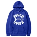 Navy blue hoodie with Touch Down print and American football design in a relaxed fit - S / Tops / Deep Blue (TOUCH DOWN Print)