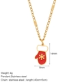 Golden stainless steel necklace with red and white winter glove pendant for Christmas - Mitten Style (G5)