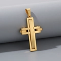 Unisex hip hop cross pendant necklace in layered geometric golden stainless steel - Gold Style (KP130550-HR)