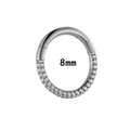 G23 titanium 8mm hinged ring with clear cubic zirconia inlays for nose and ears - 8mm / Silver