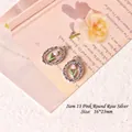 Detailed macro view of 16x23mm silver flower pendant with pink tulip enamel for DIY jewelry - Style 13 Pink Round Rose Silver