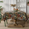 Pastel floral tapestry tablecloth with vintage rose pattern on a wooden dining table - 14 / 152cm*220cm