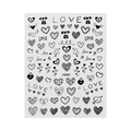 Laser heart and LOVE letter nail stickers in black, model C6503 for romantic nail art - C6503 / Black