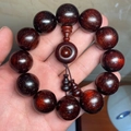 Chapelet en bois de santal rouge avec motif d'étoiles dorées et pompon gourde - Étoiles Dorées 20mm*12 Perles [Chance Tournante + Gourde]