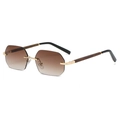 Gafas de sol poligonales sin montura con lentes degradadas y patillas de madera - Dorado Degradado Té