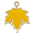 Yellow maple leaf charm with golden metal edges for Thanksgiving DIY jewelry crafts - 19x24mm Yellow Maple Leaf (14252)