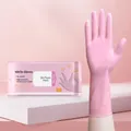 Pink disposable nitrile cleaning gloves 12-inch extended length 50-piece pack - 12 Inch (Approx 30cm)/50 Pcs / Pink / M