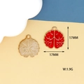 Red enamel brain-shaped alloy charm with gold backing for Halloween DIY jewelry making - 2 Red Brain