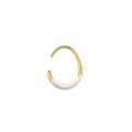 Detailed macro view of an 18K gold-plated U-shaped ear cuff with white enamel drip oil finish - 19*15mm / Half Wrap Style / White