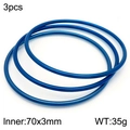 Three-piece set of electric blue 18k gold plated titanium steel bangles 70mm diameter - 3Pcs Set-Blue (KB181561-KFC)