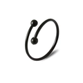 Detail view of a minimalist black metal open ring with a sleek geometric double-bead design - 2.5mm Bead/16mm Inner Diameter / Black