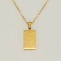 18K gold plated stainless steel Leo tarot necklace featuring a square lion pendant - Lion Style (384)