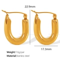 Orecchini a cerchio a forma di U in acciaio inossidabile dorato lucido per donna - Oro a Forma di U (EH596)