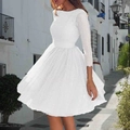 White long sleeve sequin dress with high waist and A-line mini skirt for women - S / Dresses / White