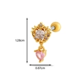 Pendiente de corazón rosa dorado con piedras blancas y cierre de bola, 1,28 cm - 4# Oro (Corona Vintage y Corazón Rosa)