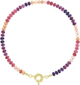 Bohemian style necklace with purple, pink and orange crystal beads and gold clasp - Style 28 (6mm)