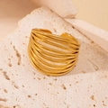 Elegant multi-layer coiled titanium steel gold ring with open adjustable design - Gold 134